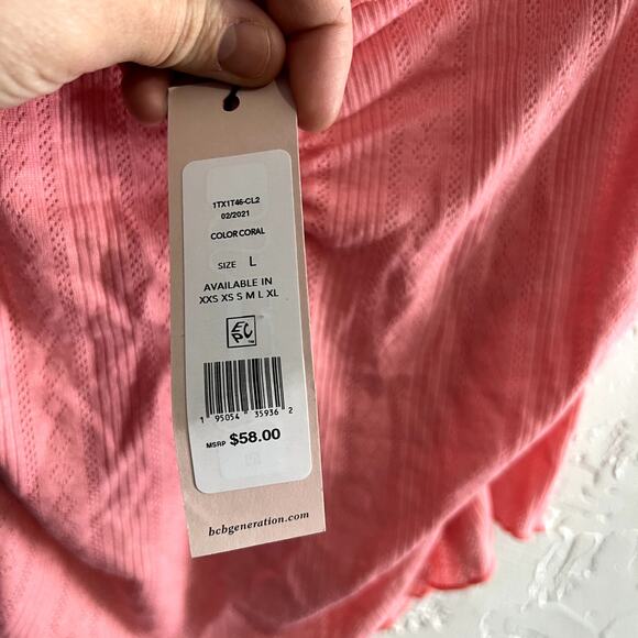 NWT BCBG pink lace cropped babydoll y2k tank top womens large bella swan - Picture 4 of 7